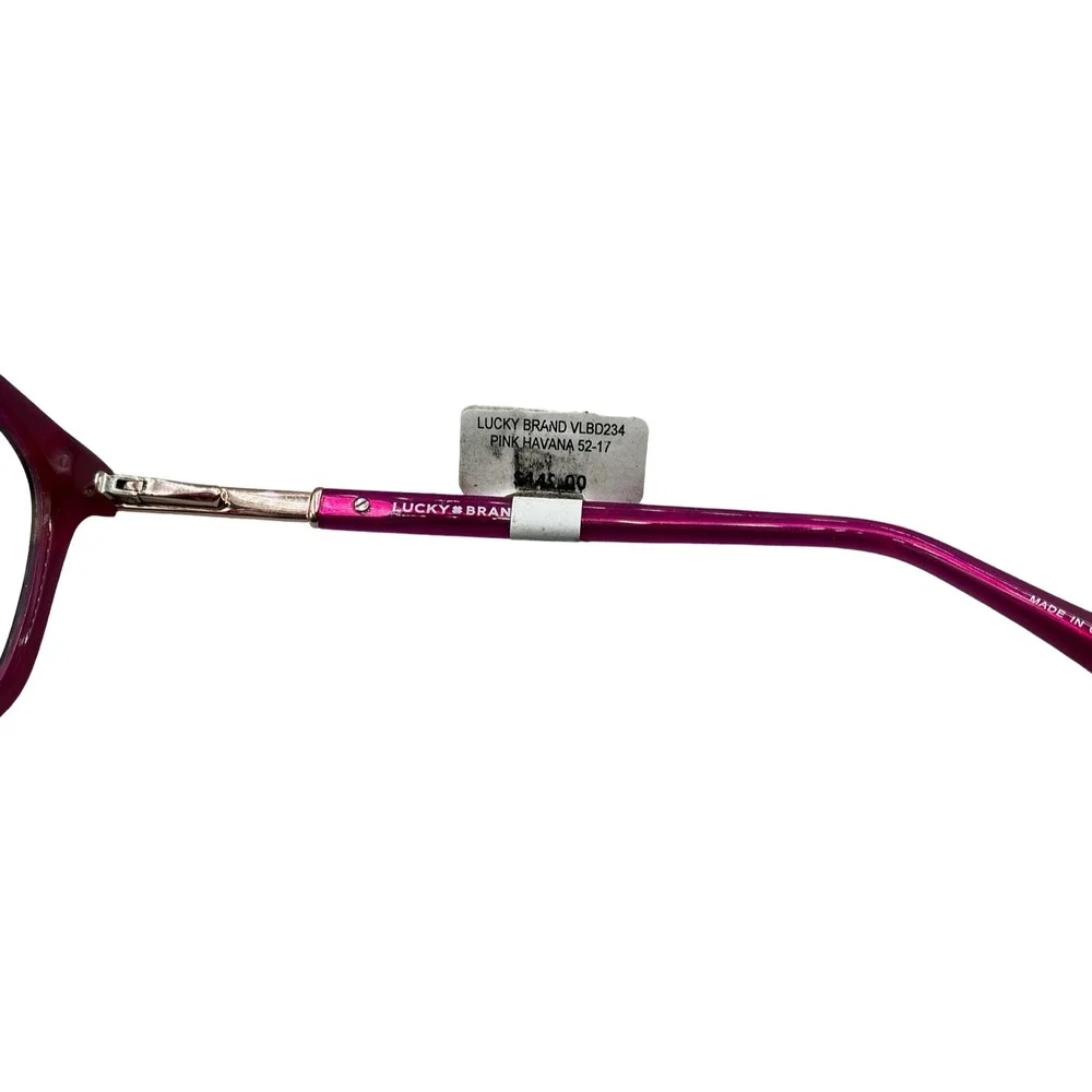 Lucky Brand VLBD234 Pink Havana Eyeglasses Frames 52-17-140 Square Tortoise NEW